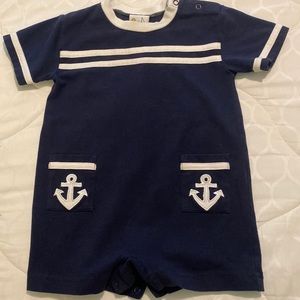 Florence Eiseman Navy and Cream Anchor Bodysuit